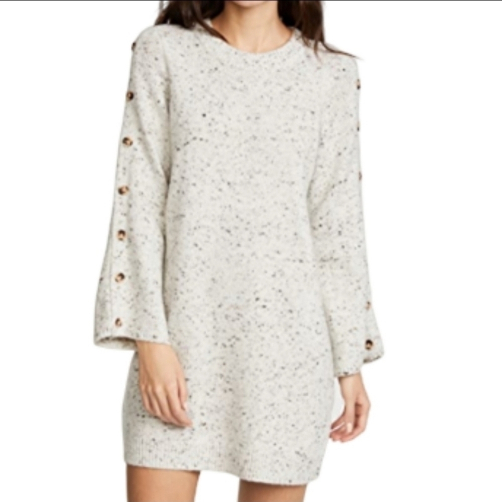 NEW MADEWELL Donegal Button-Sleeve Sweater-Dress Beige